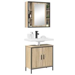 Berkfield Home Modern 2 Piece Bathroom Furniture Set Sonoma Oak Engineered Wood in Cream - thumbnail 1
