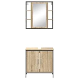 Berkfield Home Modern 2 Piece Bathroom Furniture Set Sonoma Oak Engineered Wood in Cream - thumbnail 7
