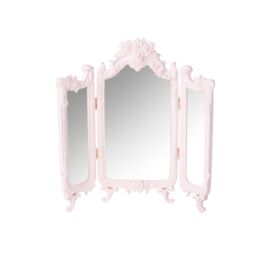 Melody Maison Small Pink Ornate Rose Triple Mirror - 37cm X 38cm in Pale Pink - Size: 37 cm X 38 cm