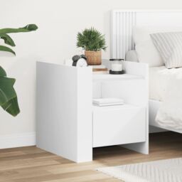 Berkfield Home Bedside Cabinet White 45x50x50 cm Engineered Wood - Size: 45 x 50 x 50 cm - thumbnail 1