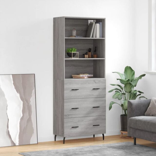 Berkfield Home Highboard Grey Sonoma 69.5x34x180 cm Engineered Wood - image 1