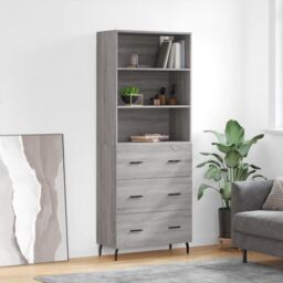 Berkfield Home Highboard Grey Sonoma 69.5x34x180 cm Engineered Wood - thumbnail 1
