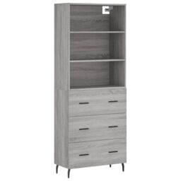 Berkfield Home Highboard Grey Sonoma 69.5x34x180 cm Engineered Wood - thumbnail 2