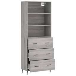 Berkfield Home Highboard Grey Sonoma 69.5x34x180 cm Engineered Wood - thumbnail 4