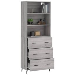Berkfield Home Highboard Grey Sonoma 69.5x34x180 cm Engineered Wood - thumbnail 3