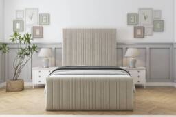 "Comfort Beds The Foxy Plush Bed Frame - 50"" Upholstered Headboard in Cream - Size: King" - thumbnail 2