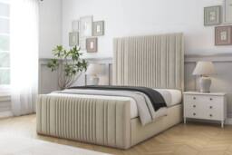 "Comfort Beds The Foxy Plush Bed Frame - 50"" Upholstered Headboard in Cream - Size: King" - thumbnail 1
