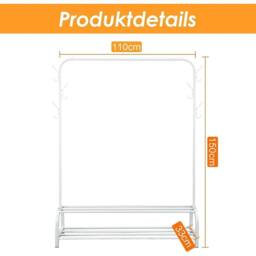 EONLION White Metal Clothes Rail Garment Hanging Stand Shoe Rack Home - Size: 500mm - thumbnail 2