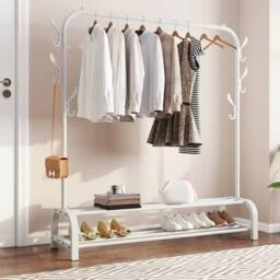 EONLION White Metal Clothes Rail Garment Hanging Stand Shoe Rack Home - Size: 500mm