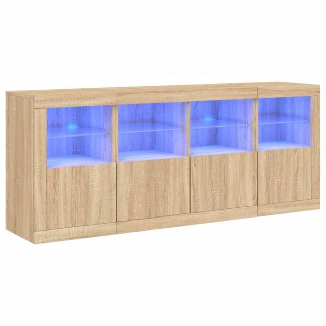 Berkfield Home Sideboard with LED Lights Sonoma Oak 163x37x67 cm in Light Tan - Size: 163 x 37 x 67 cm - image 1
