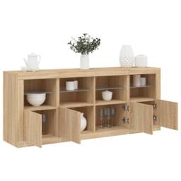 Berkfield Home Sideboard with LED Lights Sonoma Oak 163x37x67 cm in Light Tan - Size: 163 x 37 x 67 cm - thumbnail 2