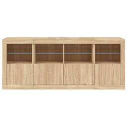 Berkfield Home Sideboard with LED Lights Sonoma Oak 163x37x67 cm in Light Tan - Size: 163 x 37 x 67 cm - thumbnail 6
