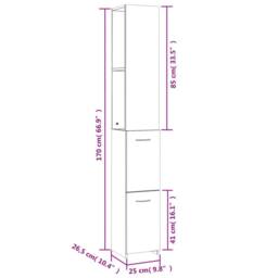 Berkfield Home Bathroom Cabinet Grey Sonoma 25x26.5x170 cm Engineered Wood - thumbnail 8