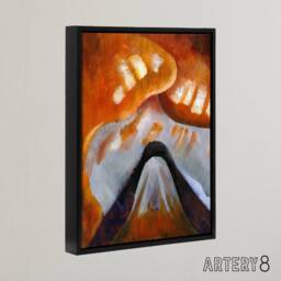 "Artery8 Mountain & Sky Abstract Landscape Dove Black Framed Canvas Wall Art - Size: W12"" x H16""" - thumbnail 2