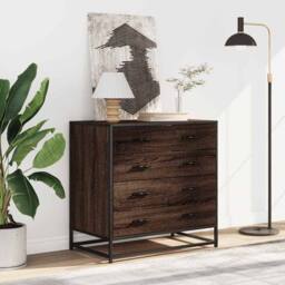 Berkfield Home Drawer Cabinet Brown Oak 70x41x70 cm Engineered Wood - Size: 70 x 41 x 70 cm - thumbnail 3