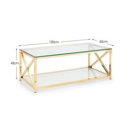 Cheshire Monaco Coffee Table in Glass & Gold - thumbnail 6
