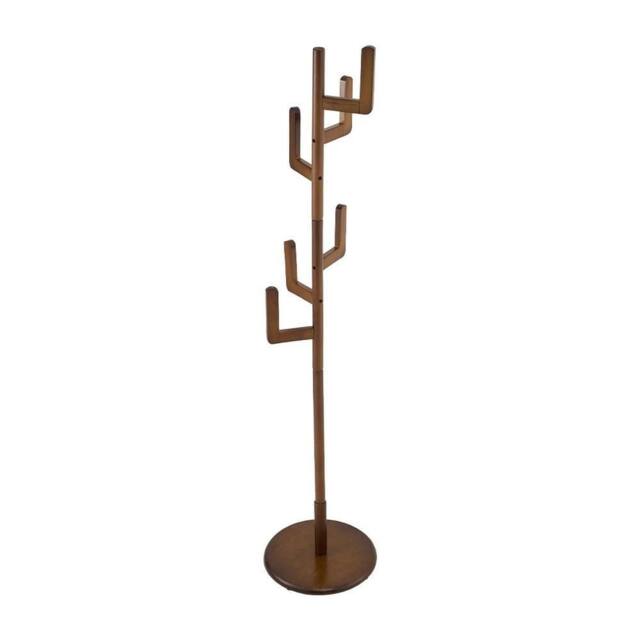 VOGREX Walnut Wooden Coat Rack Hallway Clothes Jacket Hat Hanger in Brown - image 1