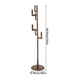 VOGREX Walnut Wooden Coat Rack Hallway Clothes Jacket Hat Hanger in Brown - thumbnail 2