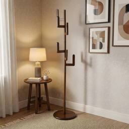 VOGREX Walnut Wooden Coat Rack Hallway Clothes Jacket Hat Hanger in Brown - thumbnail 5