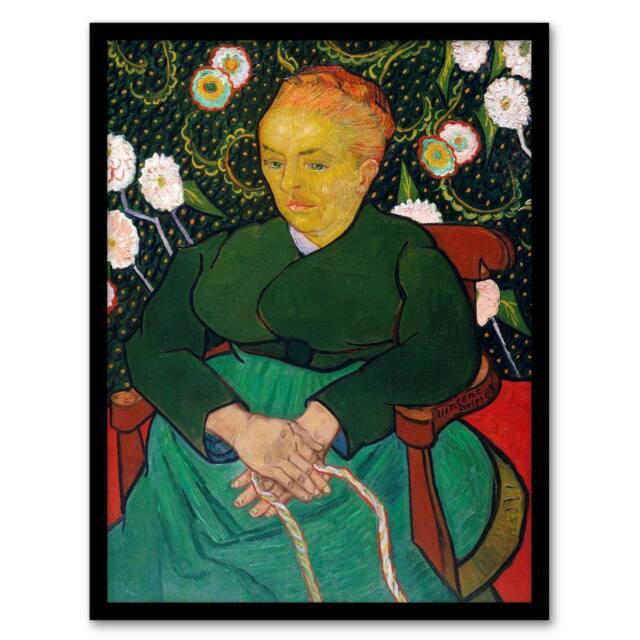 Artery8 Augustine Roulin Rocking a Cradle Van Gogh Framed Wall Art Print in Green - Size: A4 - image 1