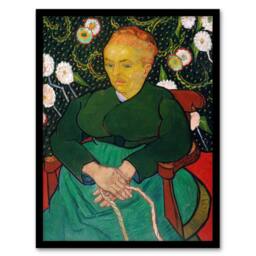 Artery8 Augustine Roulin Rocking a Cradle Van Gogh Framed Wall Art Print in Green - Size: A4 - thumbnail 1