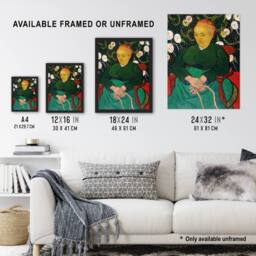 Artery8 Augustine Roulin Rocking a Cradle Van Gogh Framed Wall Art Print in Green - Size: A4 - thumbnail 3