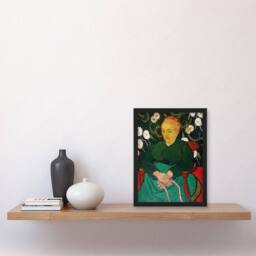 Artery8 Augustine Roulin Rocking a Cradle Van Gogh Framed Wall Art Print in Green - Size: A4 - thumbnail 4