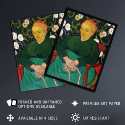 Artery8 Augustine Roulin Rocking a Cradle Van Gogh Framed Wall Art Print in Green - Size: A4 - thumbnail 2