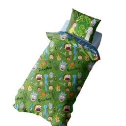 Rick & Morty Portals Pickle Characters Reversible Duvet Set in Blue - Size: Double - thumbnail 3