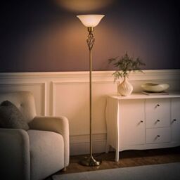 ValueLights Memphis Antique Gold Floor Lamp - thumbnail 3