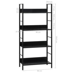 Berkfield Home Decorative 4-Layer Book Shelf Black 60x27.6x124.5 cm Engineered Wood - thumbnail 7