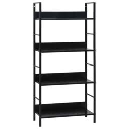 Berkfield Home Decorative 4-Layer Book Shelf Black 60x27.6x124.5 cm Engineered Wood - thumbnail 2