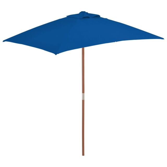 Berkfield Home Outdoor Parasol with Wooden Pole Blue 150x200 cm - image 1
