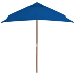 Berkfield Home Outdoor Parasol with Wooden Pole Blue 150x200 cm - thumbnail 3