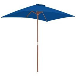 Berkfield Home Outdoor Parasol with Wooden Pole Blue 150x200 cm - thumbnail 2
