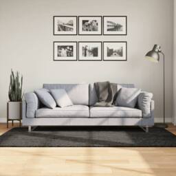 Berkfield Home Rug ISTAN High Pile Shiny Look Anthracite 100x200 cm in Charcoal - Size: Medium - thumbnail 2