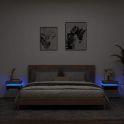 Berkfield Home Bedside Cabinets with LED Lights 2 pcs Concrete Grey 40x39x48.5 cm - thumbnail 1
