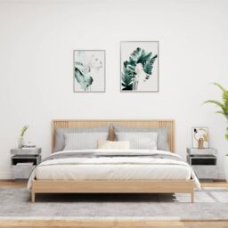 Berkfield Home Bedside Cabinets with LED Lights 2 pcs Concrete Grey 40x39x48.5 cm - thumbnail 3