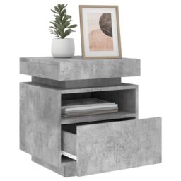 Berkfield Home Bedside Cabinets with LED Lights 2 pcs Concrete Grey 40x39x48.5 cm - thumbnail 4