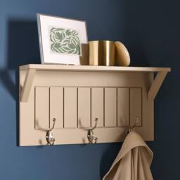 OHS Wall Shelf Coat Rack Wood Effect Floating Display Unit in Light Oak