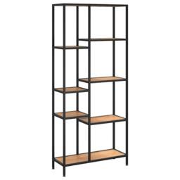 Berkfield Home Practical Book Shelf 80x30x180 cm Steel & Engineered Wood in Brown - Size: 80 x 30 x 180 cm - thumbnail 3