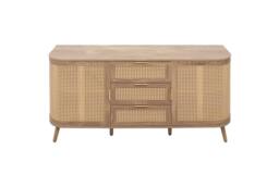Birlea 2 Door 3 Drawer Rattan Sideboard Curved Cupboard Sark Storage Cabinet in Beige - thumbnail 9