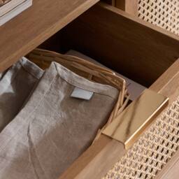 Birlea 2 Door 3 Drawer Rattan Sideboard Curved Cupboard Sark Storage Cabinet in Beige - thumbnail 6