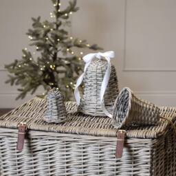Sostter Handwoven Wicker Bell Christmas Ornament in Brown - thumbnail 4