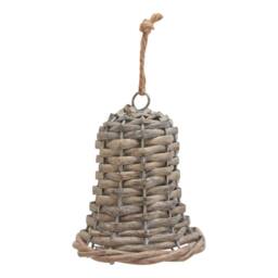 Sostter Handwoven Wicker Bell Christmas Ornament in Brown - thumbnail 1