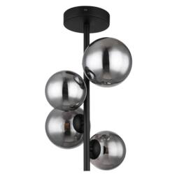 Netlighting Riha Globe Ceiling Light Matt Black Smoke Glass Shade 4x G9 3000K - thumbnail 2