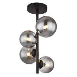 Netlighting Riha Globe Ceiling Light Matt Black Smoke Glass Shade 4x G9 3000K - thumbnail 1