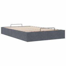 Berkfield Home Ottoman Bed Frame No Mattress Dark Grey Double Velvet - thumbnail 6