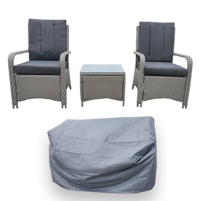 FURNITURE ONE 3 Pieces Outdoor Rattan Bistro Set with Coffee Table in Grey - image 1
