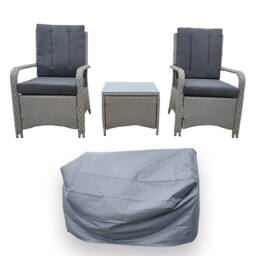 FURNITURE ONE 3 Pieces Outdoor Rattan Bistro Set with Coffee Table in Grey - thumbnail 1
